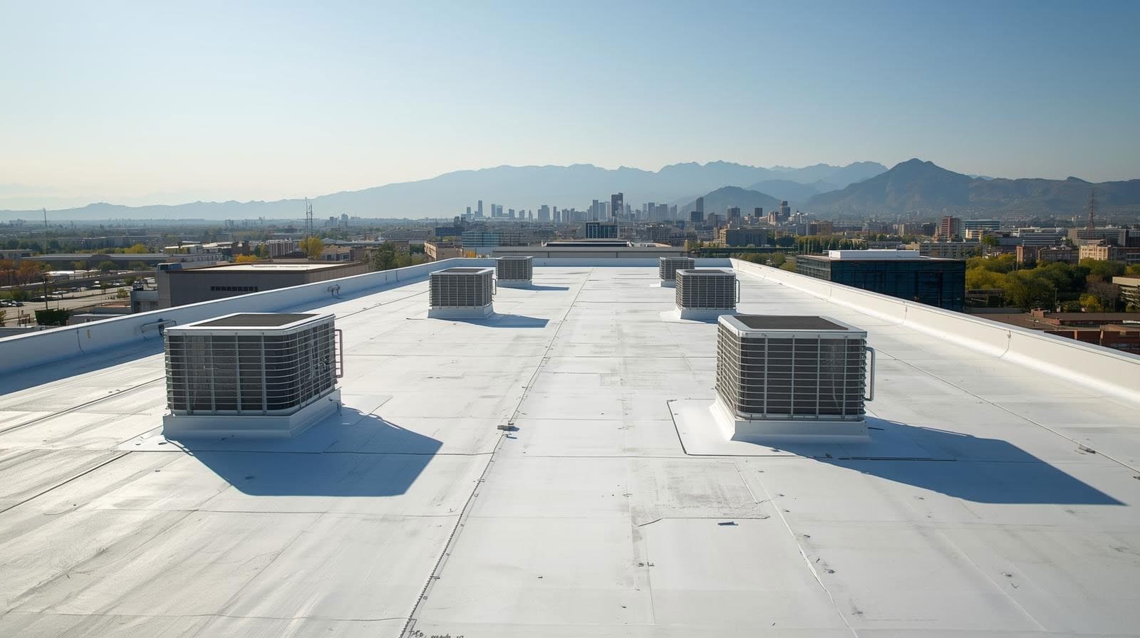 Commercial rooftop HVAC units in daylight